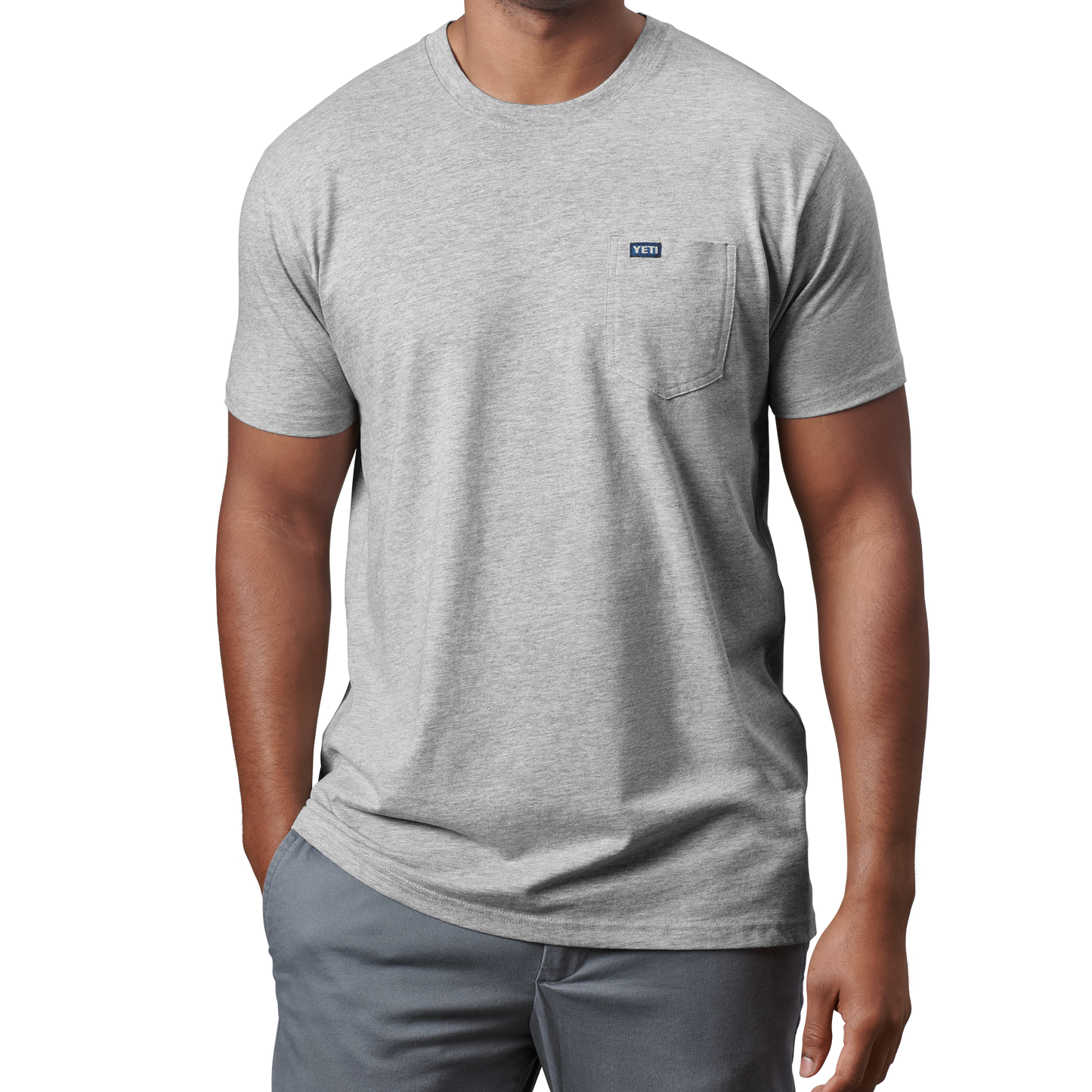 YETI T-shirt Premium a manica corta con tasca Heather Grey