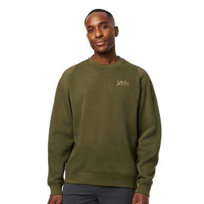 YETI™ Logo Script Fleece Crew Neck Olive