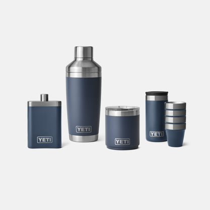 Set of YETI insulated cups and a shaker on a white background