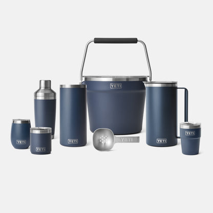 Collection of YETI insulated barware and accessories on a white background