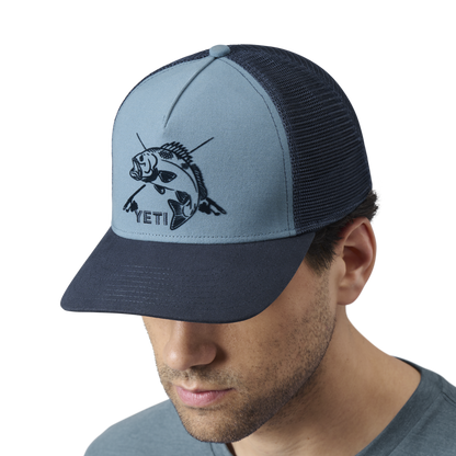 YETI Cappello Trucker Fishing Bass Deep Blue/Navy
