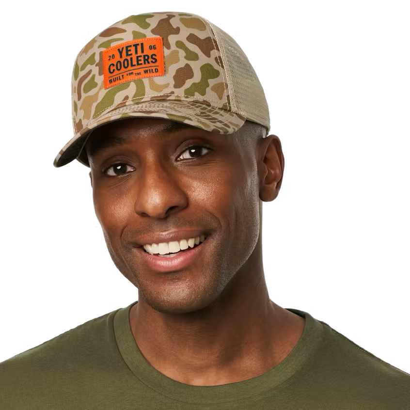 YETI COOLERS Flat Brim Rope Hat Camo Brown