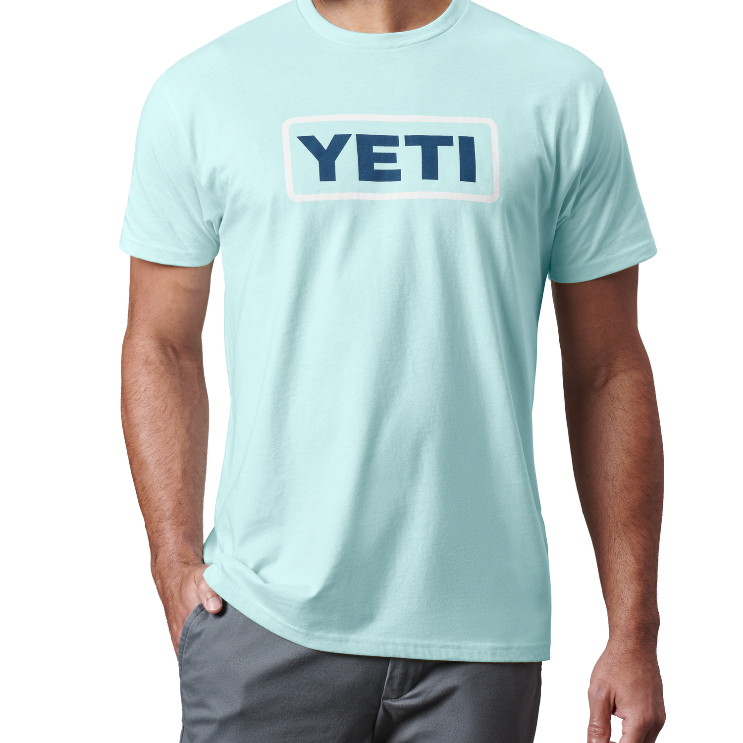YETI T-shirt Premium a manica corta con logo Badge Light Blue