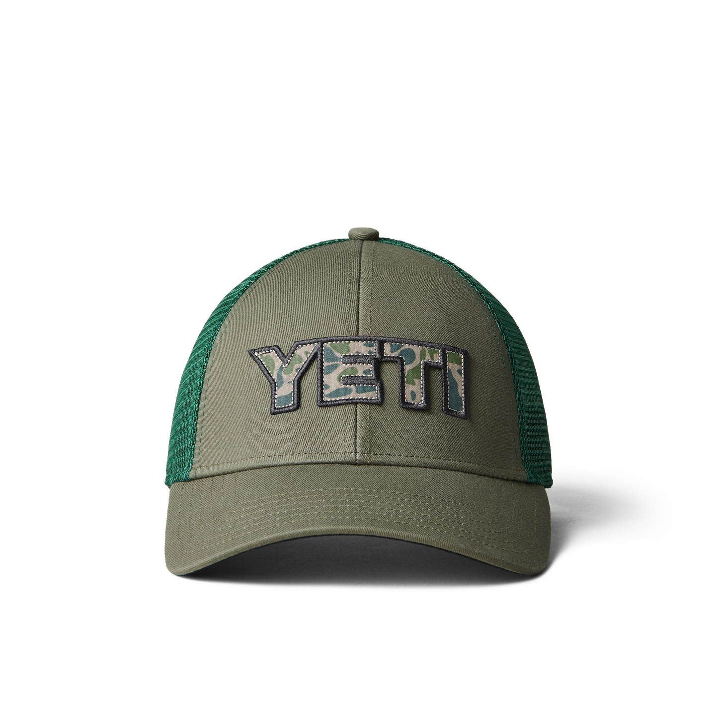 YETI Cappello Trucker logo badge stampa mimetica Olive
